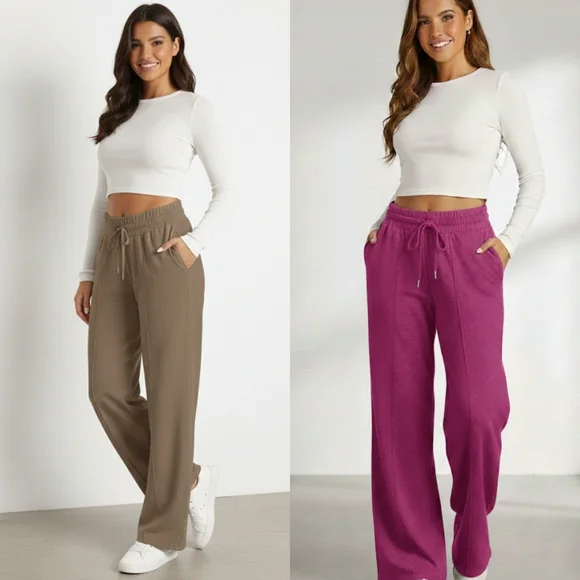 Women's Rose Wide Leg Drawstring Pants - Picture 1 of 6